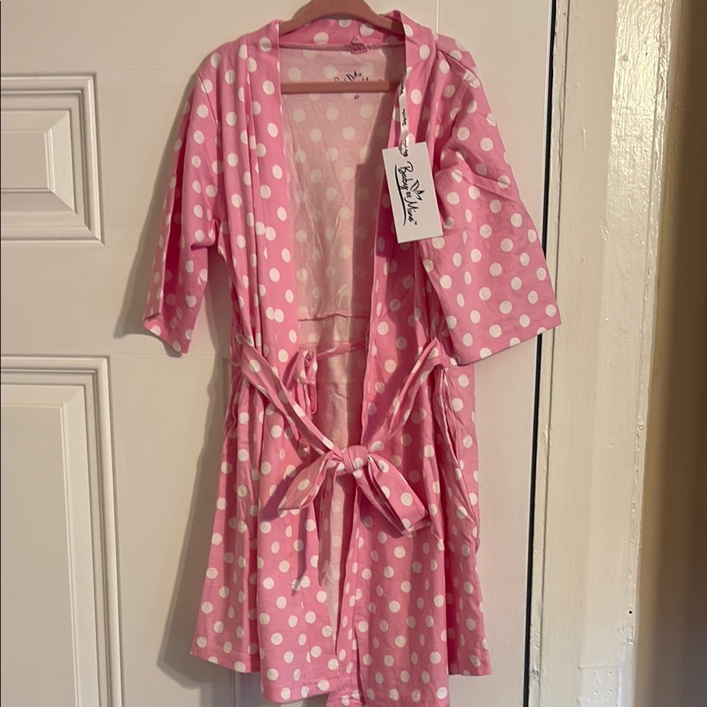 Bonnie Jean Pink and White Polka Dot Robe